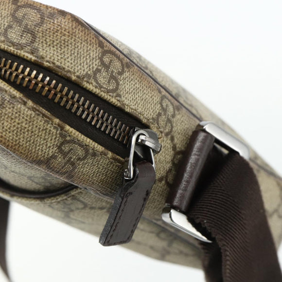 GUCCI GG Supreme Shoulder Bag PVC Beige Silver 122754 Auth 175918A