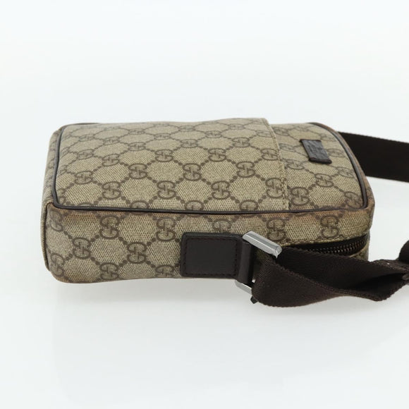 GUCCI GG Supreme Shoulder Bag PVC Beige Silver 122754 Auth 175918A