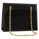 GUCCI Chain Shoulder Bag Leather Brown Gold Auth 175919-1