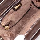GUCCI Chain Shoulder Bag Leather Brown Gold Auth 175919-10