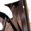 GUCCI Chain Shoulder Bag Leather Brown Gold Auth 175919-22