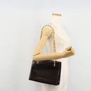 GUCCI Chain Shoulder Bag Leather Brown Gold Auth 175919-24