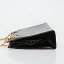 GUCCI Chain Shoulder Bag Leather Brown Gold Auth 175919-4