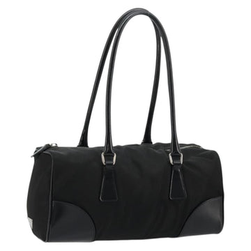 PRADA Hand Bag Nylon Black Silver Auth 175920A