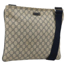 GUCCI GG Supreme Shoulder Bag PVC Beige Silver 201446 Auth 175923A-1