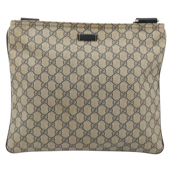GUCCI GG Supreme Shoulder Bag PVC Beige Silver 201446 Auth 175923A