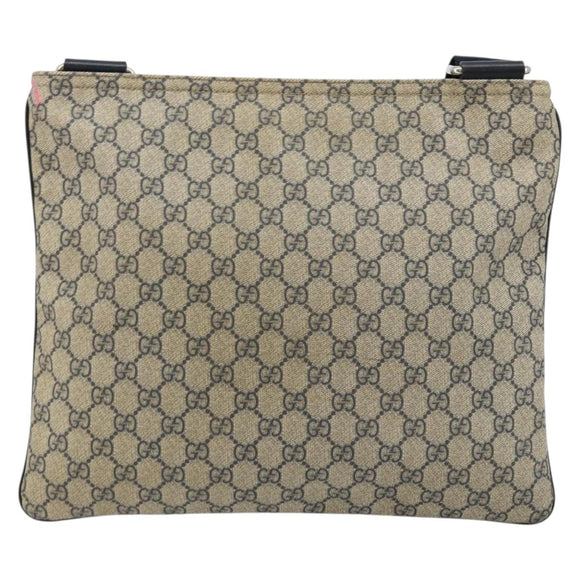 GUCCI GG Supreme Shoulder Bag PVC Beige Silver 201446 Auth 175923A