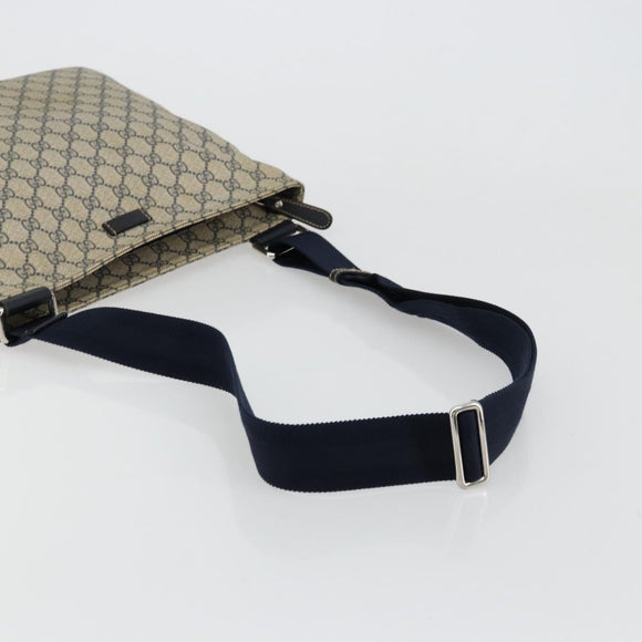 GUCCI GG Supreme Shoulder Bag PVC Beige Silver 201446 Auth 175923A