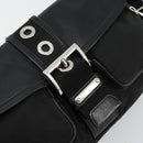 PRADA Shoulder Bag Nylon Leather Black Silver Auth 175925A-18