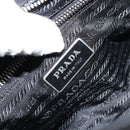 PRADA Shoulder Bag Nylon Leather Black Silver Auth 175925A-22