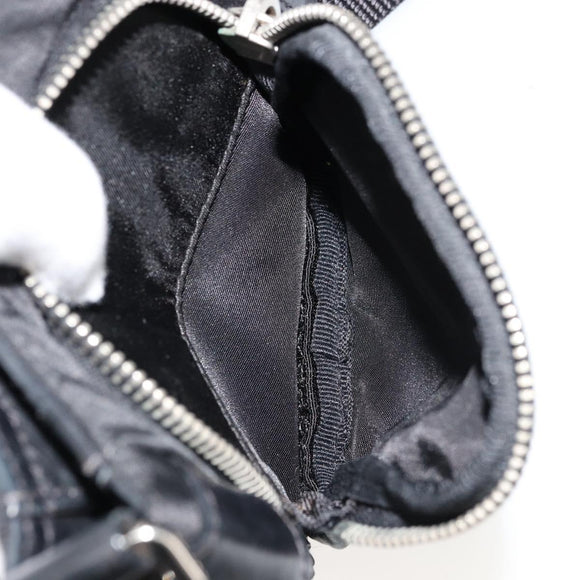 PRADA Shoulder Bag Nylon Leather Black Silver Auth 175925A