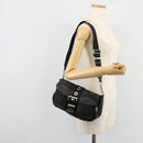 PRADA Shoulder Bag Nylon Leather Black Silver Auth 175925A-29