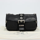 PRADA Shoulder Bag Nylon Leather Black Silver Auth 175925A-12