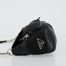 PRADA Shoulder Bag Nylon Leather Black Silver Auth 175925A-4