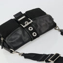 PRADA Shoulder Bag Nylon Leather Black Silver Auth 175925A-6