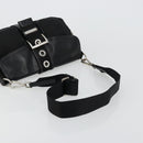 PRADA Shoulder Bag Nylon Leather Black Silver Auth 175925A-7