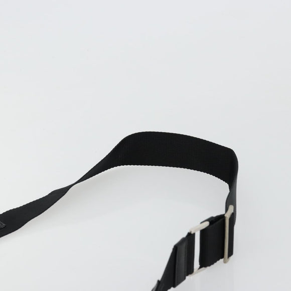 PRADA Shoulder Bag Nylon Leather Black Silver Auth 175925A