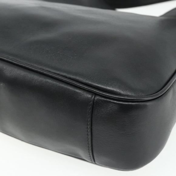 GUCCI Bamboo Shoulder Bag Leather 2way Black Gold Auth 175954