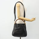 GUCCI Bamboo Shoulder Bag Leather 2way Black Gold Auth 175954-23