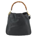 GUCCI Bamboo Shoulder Bag Leather 2way Black Gold Auth 175954-13