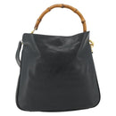 GUCCI Bamboo Shoulder Bag Leather 2way Black Gold Auth 175954-2