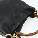 GUCCI Bamboo Shoulder Bag Leather 2way Black Gold Auth 175954-6