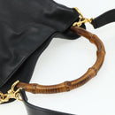 GUCCI Bamboo Shoulder Bag Leather 2way Black Gold Auth 175954-7