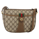 GUCCI GG Supreme Web Sherry Line Shoulder Bag PVC Beige Gold Auth 175956-1