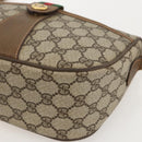 GUCCI GG Supreme Web Sherry Line Shoulder Bag PVC Beige Gold Auth 175956-10