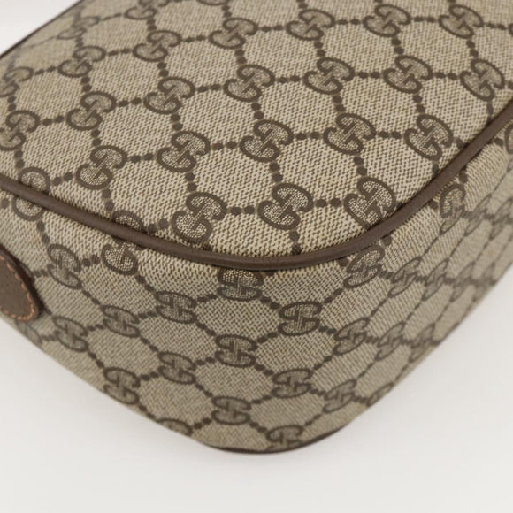 GUCCI GG Supreme Web Sherry Line Shoulder Bag PVC Beige Gold Auth 175956