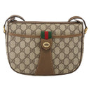 GUCCI GG Supreme Web Sherry Line Shoulder Bag PVC Beige Gold Auth 175956-2