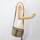 GUCCI GG Supreme Web Sherry Line Shoulder Bag PVC Beige Gold Auth 175956-24