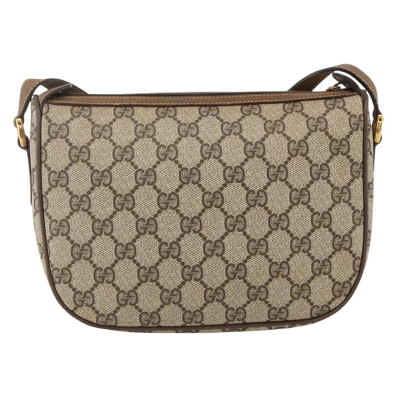 GUCCI GG Supreme Web Sherry Line Shoulder Bag PVC Beige Gold Auth 175956
