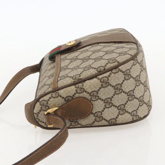 GUCCI GG Supreme Web Sherry Line Shoulder Bag PVC Beige Gold Auth 175956
