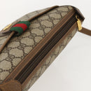 GUCCI GG Supreme Web Sherry Line Shoulder Bag PVC Beige Gold Auth 175956-6