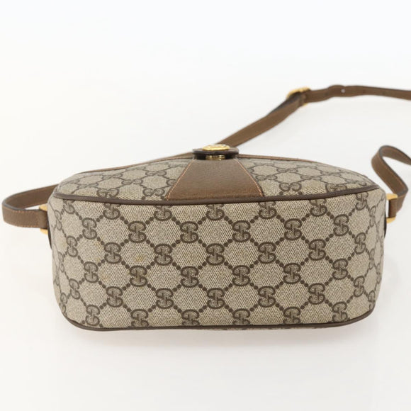 GUCCI GG Supreme Web Sherry Line Shoulder Bag PVC Beige Gold Auth 175956
