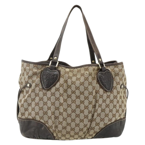 GUCCI GG Canvas Histeria Tote Bag Beige Gold 211954 Auth 175958