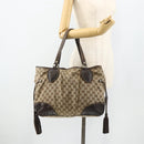 GUCCI GG Canvas Histeria Tote Bag Beige Gold 211954 Auth 175958-21
