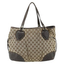 GUCCI GG Canvas Histeria Tote Bag Beige Gold 211954 Auth 175958-3