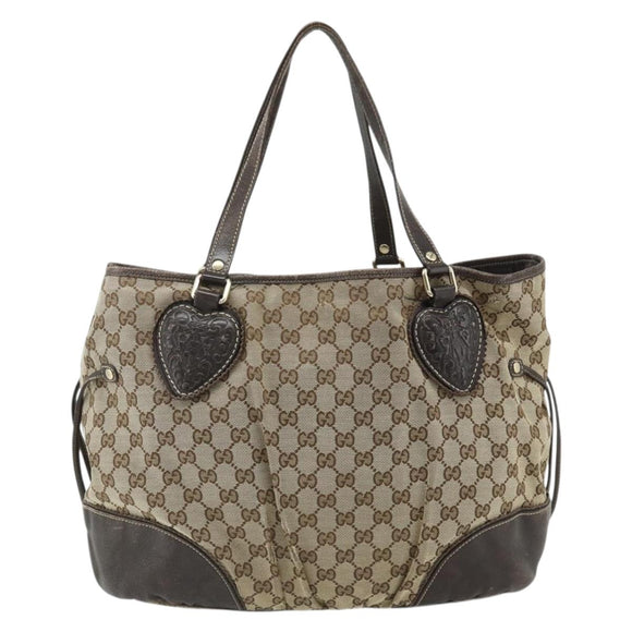 GUCCI GG Canvas Histeria Tote Bag Beige Gold 211954 Auth 175958