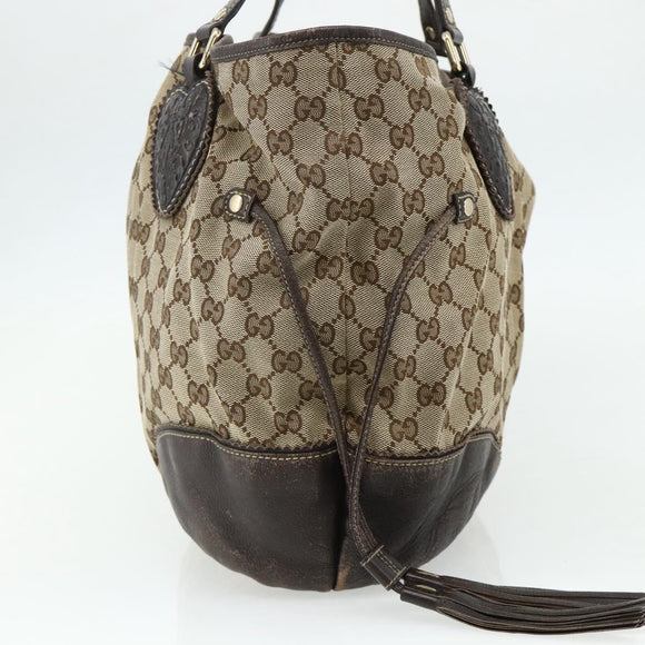 GUCCI GG Canvas Histeria Tote Bag Beige Gold 211954 Auth 175958
