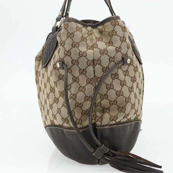 GUCCI GG Canvas Histeria Tote Bag Beige Gold 211954 Auth 175958