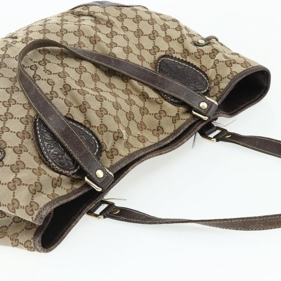 GUCCI GG Canvas Histeria Tote Bag Beige Gold 211954 Auth 175958