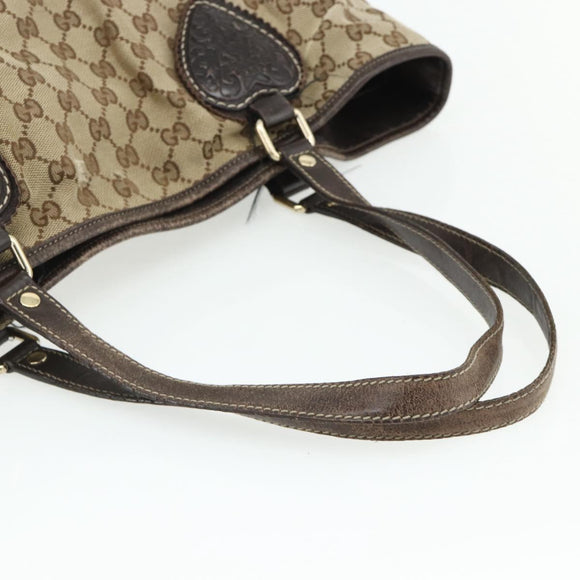 GUCCI GG Canvas Histeria Tote Bag Beige Gold 211954 Auth 175958
