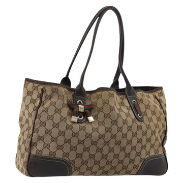 GUCCI GG Canvas Web Sherry Line Pretty Bag Beige Gold Red 163805 Auth 175959