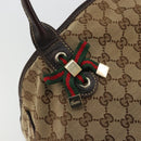 GUCCI GG Canvas Web Sherry Line Pretty Bag Beige Gold Red 163805 Auth 175959-9
