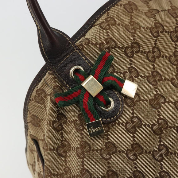 GUCCI GG Canvas Web Sherry Line Pretty Bag Beige Gold Red 163805 Auth 175959