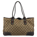 GUCCI GG Canvas Web Sherry Line Pretty Bag Beige Gold Red 163805 Auth 175959-2