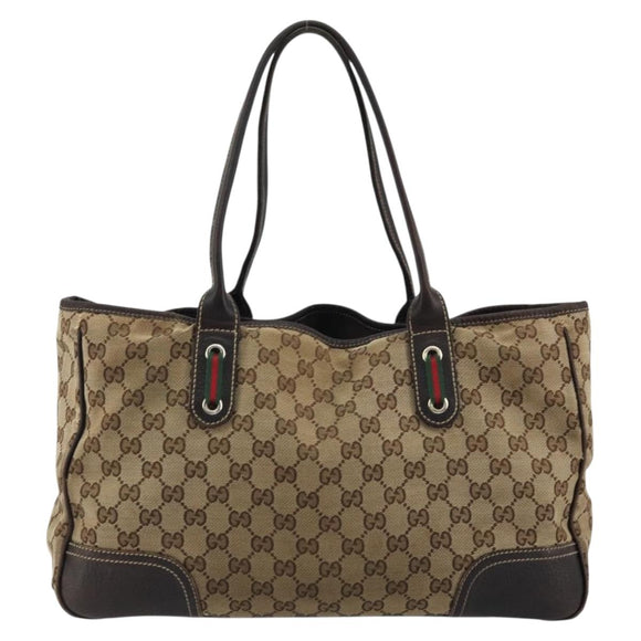 GUCCI GG Canvas Web Sherry Line Pretty Bag Beige Gold Red 163805 Auth 175959