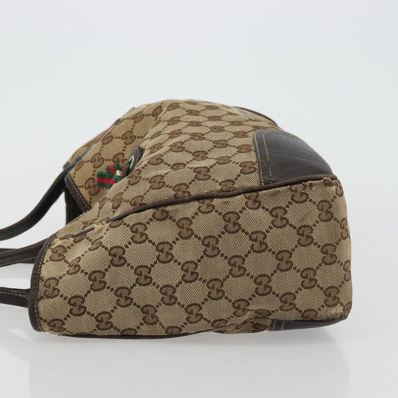 GUCCI GG Canvas Web Sherry Line Pretty Bag Beige Gold Red 163805 Auth 175959